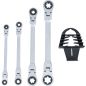 Preview: Double Ratchet Ring Spanner Set | adjustable | with E-Type Ring Heads | E6 - E24 | 4 pcs.
