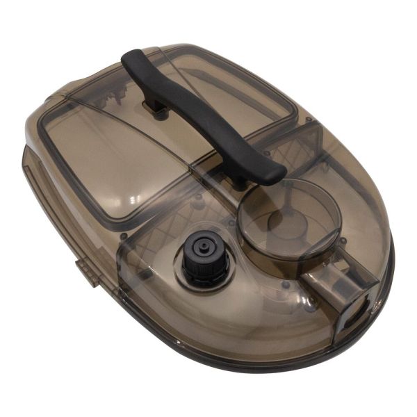 Deksel met ontluchtertank voor Rotador Spray Vac, transparant bruin, met handvat en aansluiting.