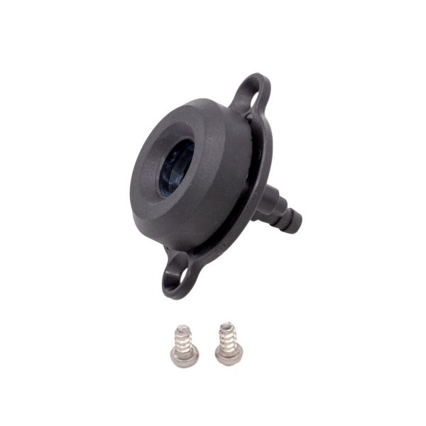 Dichting voor verswatertank, zwart, rond met aansluiting, twee schroeven.