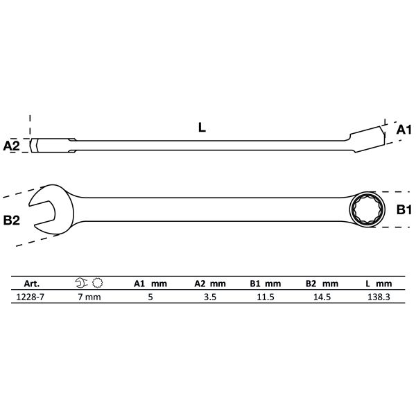 Maul-Ringschlüssel | extra lang | SW 7 mm