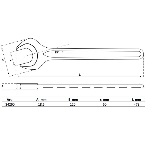 Einmaulschlüssel | DIN 894 | SW 60 mm