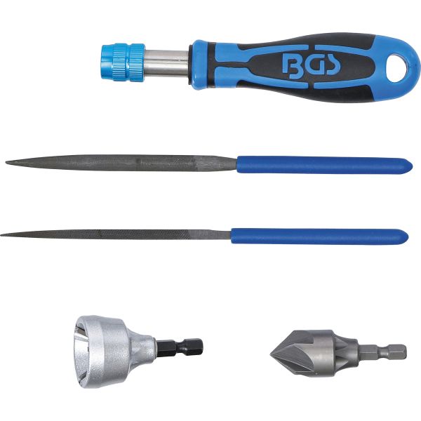 BGSTechnic 6773 Outer / Inner Deburring Tool & File Set 5 pcs.