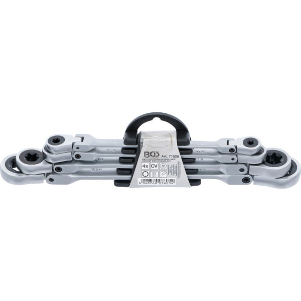 Double Ratchet Ring Spanner Set | adjustable | with E-Type Ring Heads | E6 - E24 | 4 pcs.