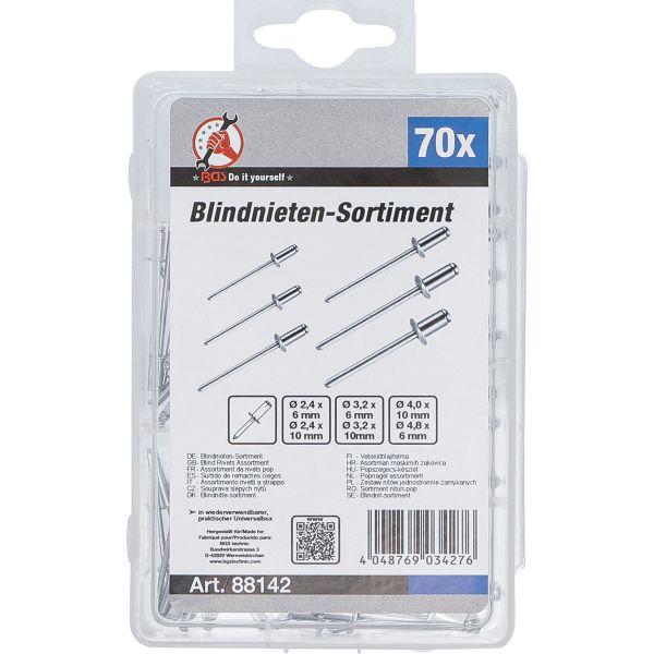 Blindnieten-Sortiment | Ø 2,4 - 4,8 mm | 70-tlg.
