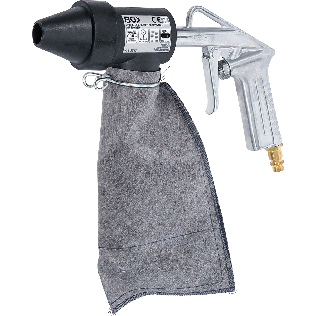 Druckluft-Sandstrahlpistole Verwendung mit Normalkorund Körnung 46 bis 100 