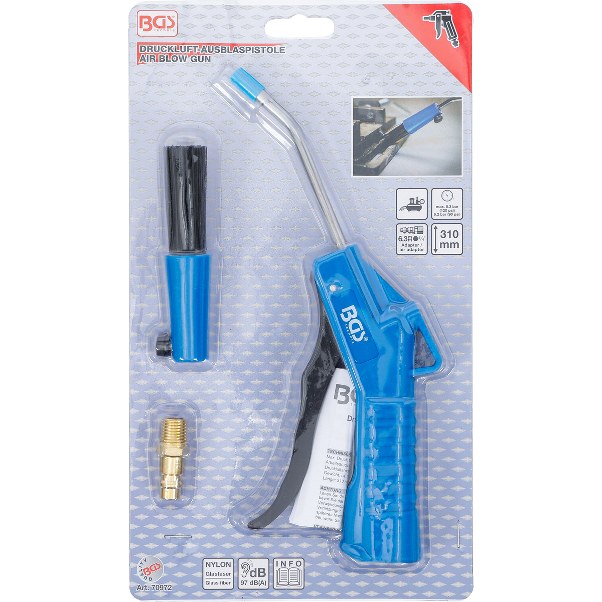 BGSTechnic 70972 Air Blow Gun with Brush
