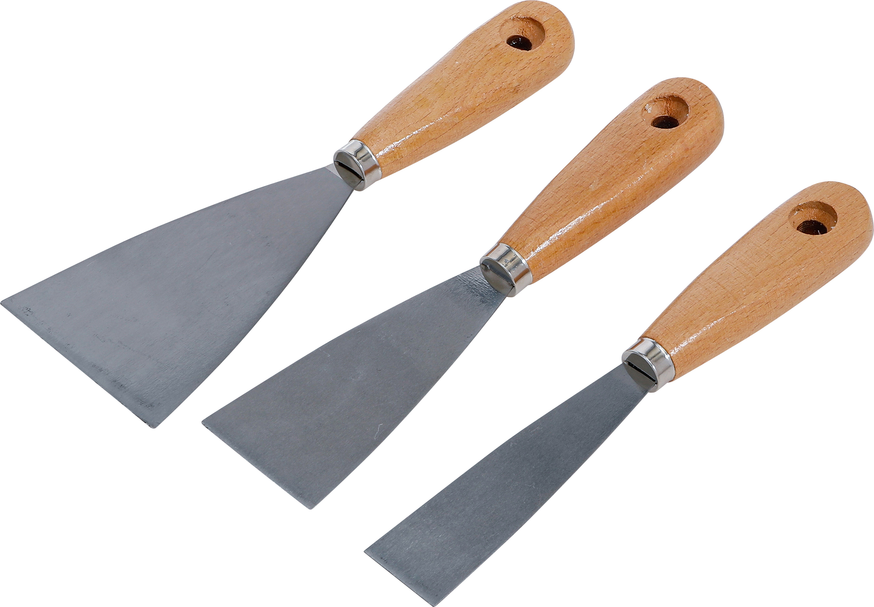 Putty Knife Set, Wooden Handle, 30 / 50 / 80 mm