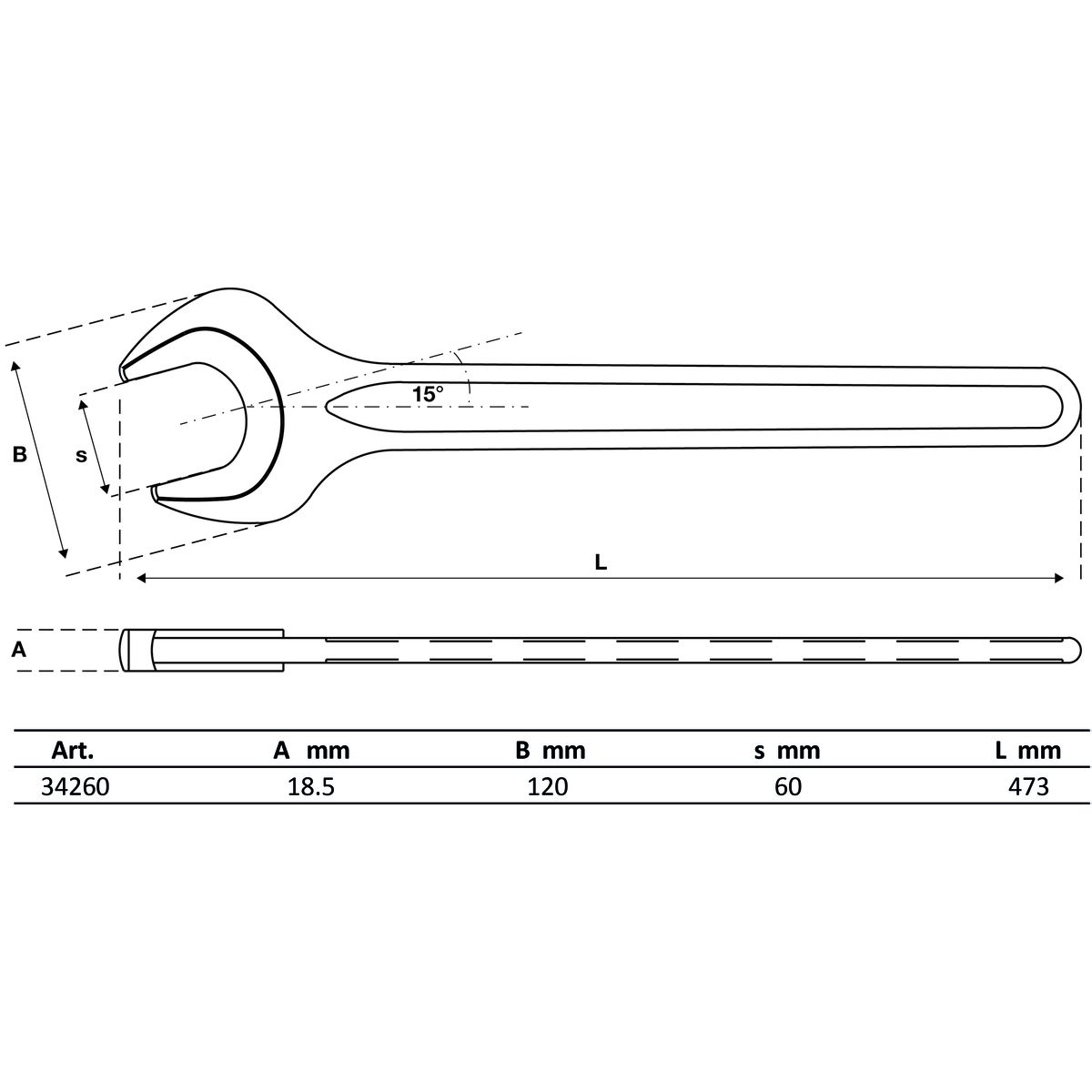 Einmaulschlüssel | DIN 894 | SW 60 mm