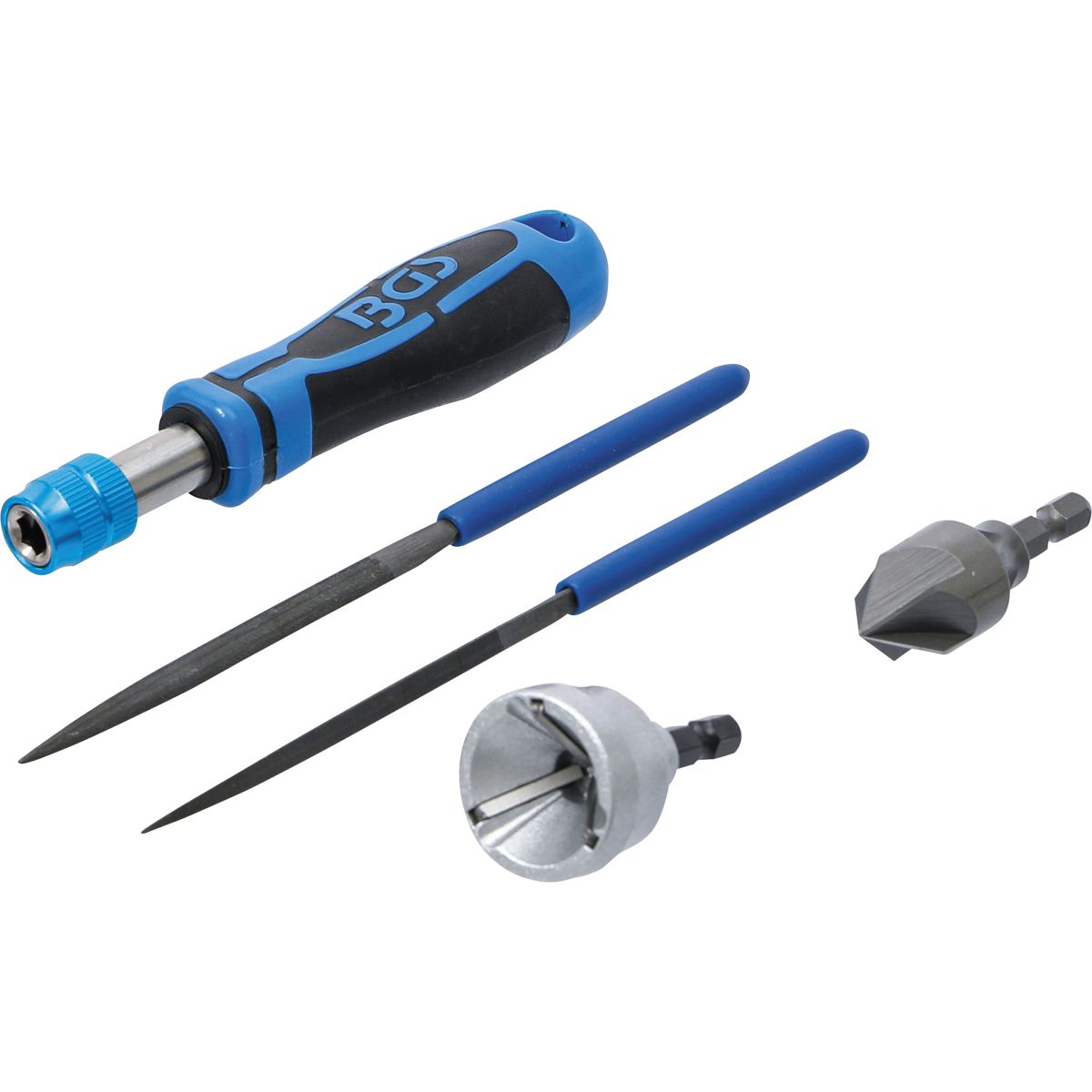 BGSTechnic 6773 Outer / Inner Deburring Tool & File Set 5 pcs.
