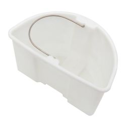 Contenitore per acqua sporca per Rotador Spray Vac, forma semicircolare, in plastica bianca, con manico in metallo.