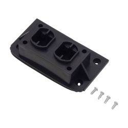 Scatola dell'interruttore per Rotador Spray Vac, nera, con due prese e quattro viti.