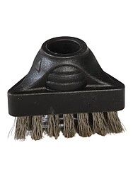 Dreieckiger Bürstenaufsatz aus Edelstahl mit metallischen Borsten, geeignet für Tornador Steam Zubehör.
