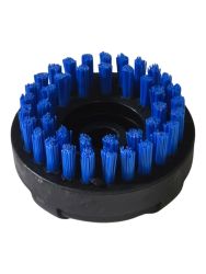 Schijfvormig polyester borstelopzetstuk in blauw, geschikt voor Tornador Steam accessoires, met omlopende haarrand.