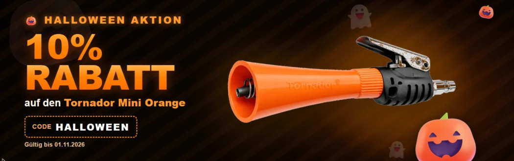Halloween Aktion: 10% Rabatt auf den Tornador Mini Orange